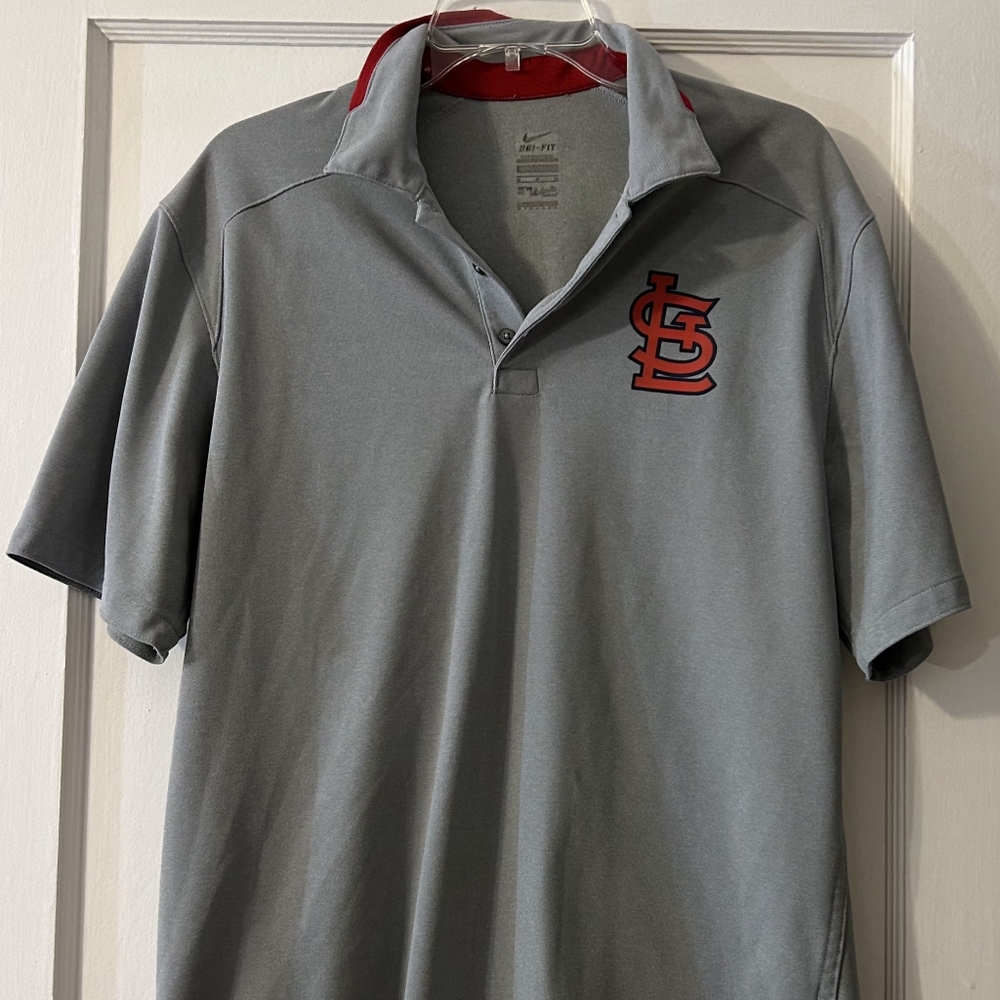 Nike Gray Polo Shirt with Red Emblem
